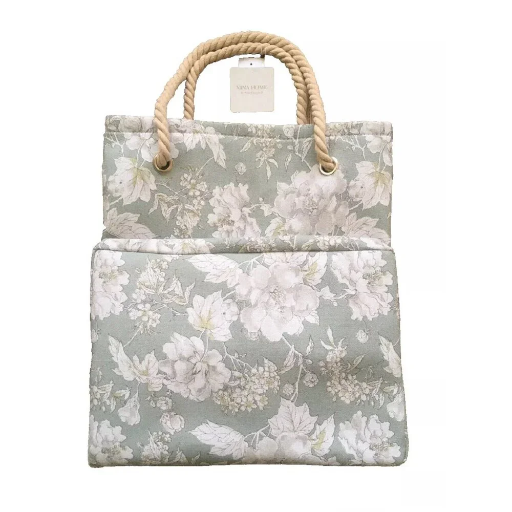 new Nina Campbell HOME Collapsible Blanket Storage Bag Floral Tote Rope Handles